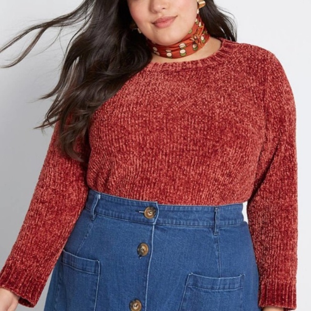❤️… ModCloth Rust Crop Sweater - Picture 3 of 5